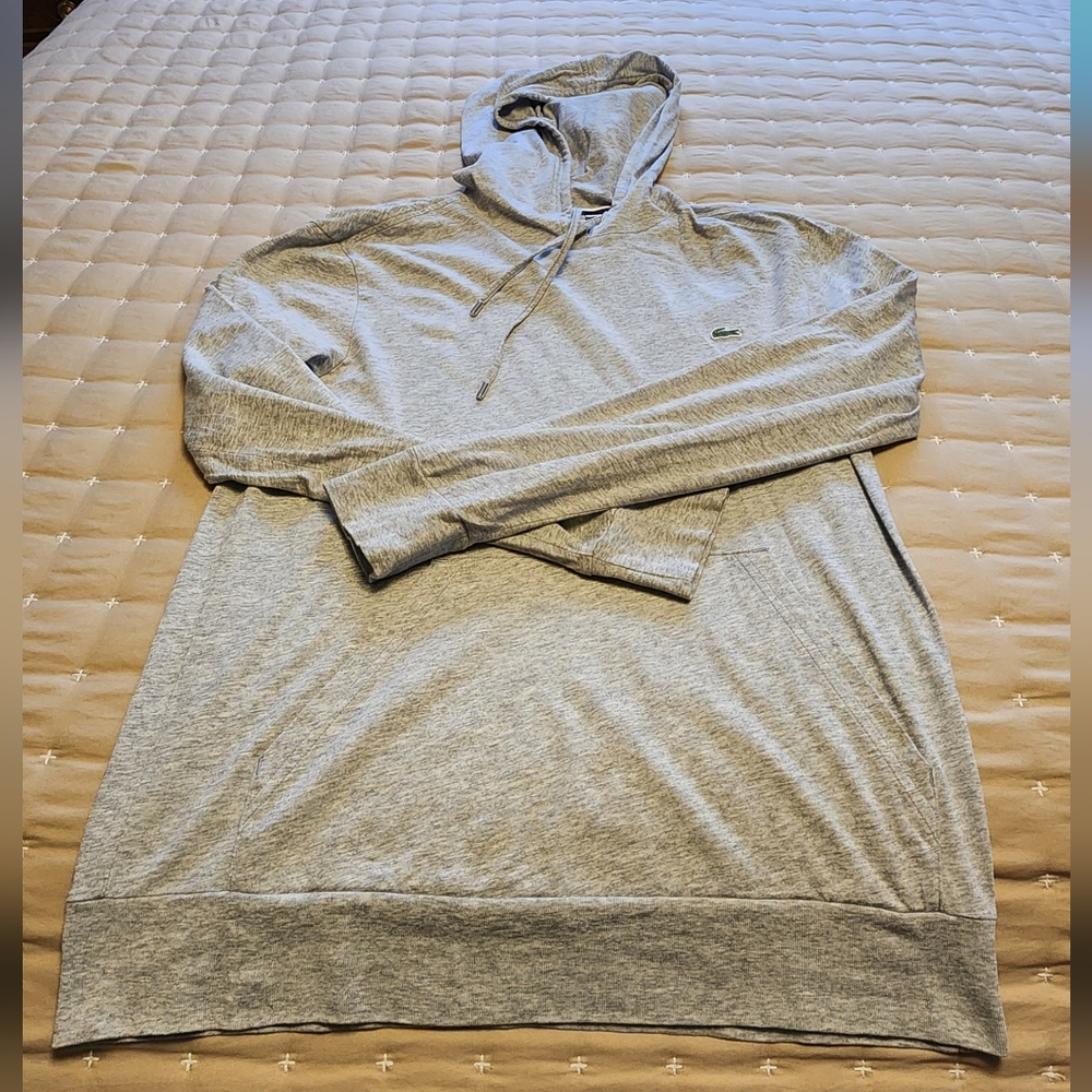 Lacoste Light Gray Men's Hoodie with Kangaroo Pocket